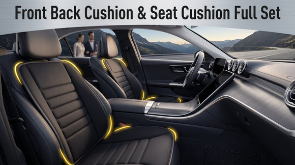 Car Seat Cushion with Back Support Pillow Comfy Lumbar Support & Seat Cushion Memory Foam Driving Pillow for Back-Sciatica Pain Relief Auto Pad Suitable for Car Truck SUV - Black
