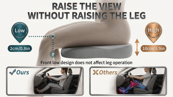 Wedge Car Seat Cushions for Driving Adult Booster Seat Cushion for Car Truck Driver Memory Foam Butt Cushion for Office Chair Wheelchair Home Cloth Black
