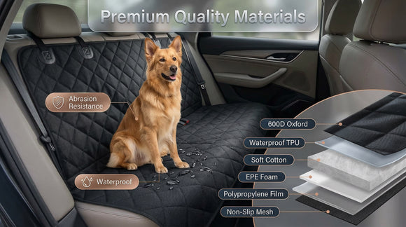 Honest Back Seat Extender for Dogs - Dog Car Hammock with Hard Bottom 400lbs Capacity Waterproof Standard Black