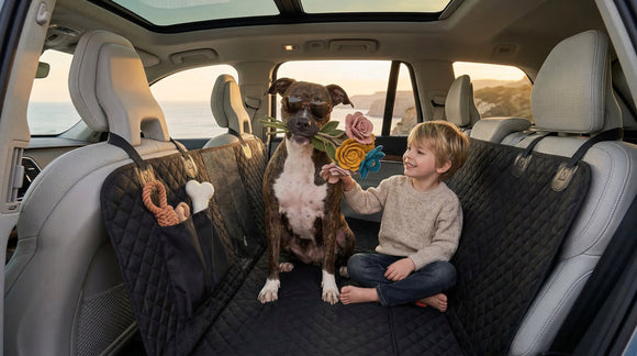 Honest Back Seat Extender for Dogs - Dog Car Hammock with Hard Bottom 400lbs Capacity Waterproof Standard Black