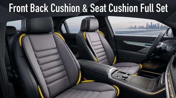 Car Seat Cushion with Back Support Pillow Comfy Lumbar Support & Seat Cushion Memory Foam Driving Pillow for Back-Sciatica Pain Relief Auto Pad Suitable for Car Truck SUV - Dark Grey