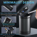 Car Ashtray with Lid Zinc Alloy Detachable Auto Ashtray with Led Blue light Mini Portable Ashtray Trash Can Fit for Most Vehicles Universal Interior Car Accessories (Gray)-4