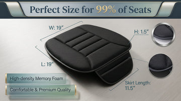 Premium Car Seat Cushion Driver Cushion with Comfort Memory Foam & Non-Slip Rubber Bottom Car Seat Pad Works with 95% of Vehicles and Office Chair or Home (4D Mesh - Black) - 0