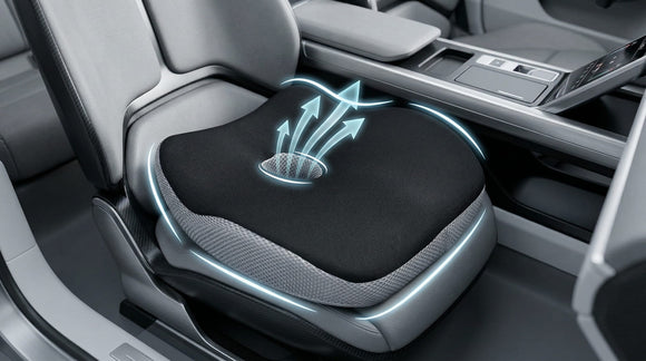 Car Seat Cushion Ergonomic Memory Foam Car Cushion for Sciatica Pain Relief Larger Driving Seat Pillow for Short Drivers on Long Drives - Butt Pillow for Truck Office Wheelchair - Black&Gray