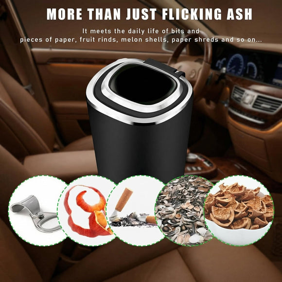 Car Ashtray Detachable Stainless Steel Smokeless Ash Tray with LED Blue Light Auto Ashtray with Lid Smell Proof Weed for Most Vehicles Universal Interior Car Accessories