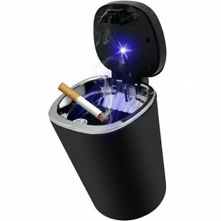 Car Ashtray Detachable Stainless Steel Smokeless Ash Tray with LED Blue Light Auto Ashtray with Lid Smell Proof Weed for Most Vehicles Universal Interior Car Accessories