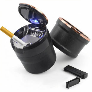 Car Ashtray with Lid Detachable Auto Ashtray with Led Light Portable Ashtray for Most Car Cup Holder and Air Vent Home Office Universal Interior Car Accessories (Rose Gold)