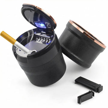 Car Ashtray with Lid Detachable Auto Ashtray with Led Light Portable Ashtray for Most Car Cup Holder and Air Vent Home Office Universal Interior Car Accessories (Rose Gold)
