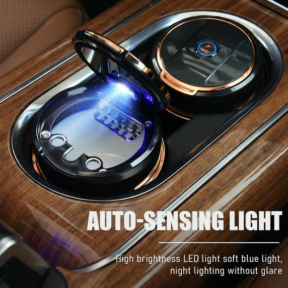 Car Ashtray with Lid Detachable Auto Ashtray with Led Light Portable Ashtray for Most Car Cup Holder and Air Vent Home Office Universal Interior Car Accessories (Rose Gold)