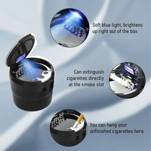 Car Ashtray with Lid Detachable Auto Ashtray with Led Light Portable Ashtray for Most Car Cup Holder and Air Vent Home Office Universal Interior Car Accessories (Rose Gold)