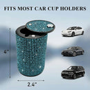 Bling Car Ashtray Rhinestones Auto Mini Car Ashtray Portable with Lid Smell Proof Smokeless Vehicle Cigarette Ashtray Ash for Women Universal Interior Car Accessories (Blue)-4