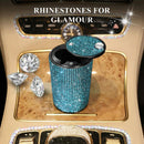 Bling Car Ashtray Rhinestones Auto Mini Car Ashtray Portable with Lid Smell Proof Smokeless Vehicle Cigarette Ashtray Ash for Women Universal Interior Car Accessories (Blue)-2