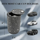 Bling Car Ashtray Rhinestones Auto Mini Car Ashtray Portable with Lid Smell Proof Smokeless Vehicle Cigarette Ashtray Ash for Women Universal Interior Car Accessories (White)-3