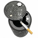 Bling Car Ashtray Rhinestones Auto Mini Car Ashtray Portable with Lid Smell Proof Smokeless Vehicle Cigarette Ashtray Ash for Women Universal Interior Car Accessories (White)-1