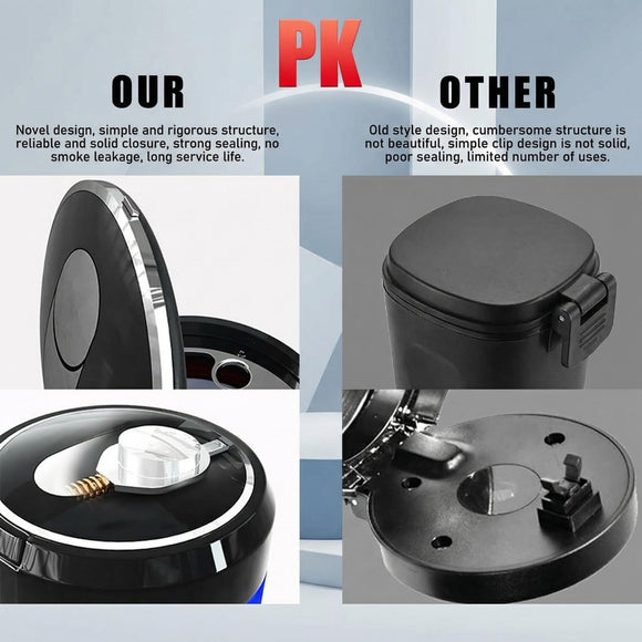 Car Ashtray Portable Smokeless Cylinder Cup Holder Ash Tray Smokeless Auto Ash Tray with Lid & LED Blue Light for Most Vehicles Universal Interior Car Accessories (Red Small)