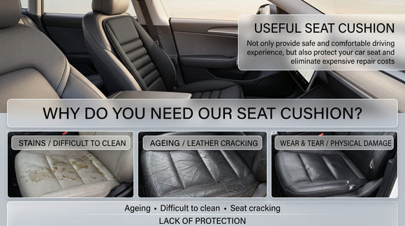Car Seat Cushion Memory Foam Cushion for Car Seat Lumbar Support Pillow Seat Cushion for Full Back and Seat Ideal for Car Seat Driver Office Chair Wheelchair and Back Pain Relief (Black)