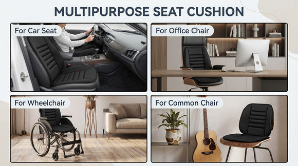 Car Seat Cushion Memory Foam Cushion for Car Seat Lumbar Support Pillow Seat Cushion for Full Back and Seat Ideal for Car Seat Driver Office Chair Wheelchair and Back Pain Relief (Black)