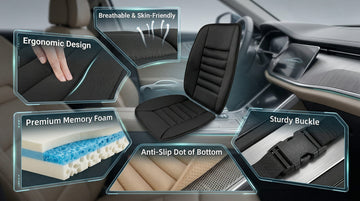 Car Seat Cushion Memory Foam Cushion for Car Seat Lumbar Support Pillow Seat Cushion for Full Back and Seat Ideal for Car Seat Driver Office Chair Wheelchair and Back Pain Relief (Black) - 0