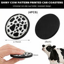 4 PCS Cow Print Car Cup Coaster 2.75 Inch Anti-Slip Auto Cup Holder Insert Coaster Anti Slip Bling Cup Mats with Flower Pattern Universal Interior Car Accessories (Cow Print)-6