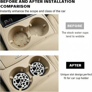 4 PCS Cow Print Car Cup Coaster 2.75 Inch Anti-Slip Auto Cup Holder Insert Coaster Anti Slip Bling Cup Mats with Flower Pattern Universal Interior Car Accessories (Cow Print)