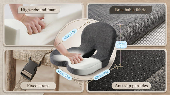 Seat Cushion for Truck Driver Memory Foam Truck Seat Cushion with Adjustable Strap Ergonomic Back Support & Sciatica Relief for Long Drives Semi Truck Accessories