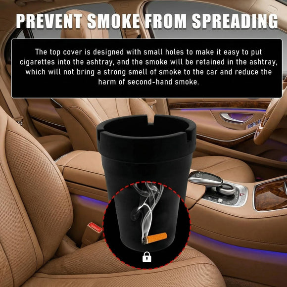 Car Ashtray Smokeless Smellproof Self-Extinguishing Auto Ashtray Portable Mini Vehicle Cigarette Trash Can for Home Office Universal Car Ashtray Fits Most Cup Holder (Black)