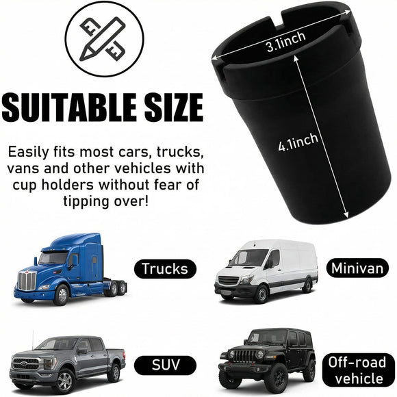 Car Ashtray Smokeless Smellproof Self-Extinguishing Auto Ashtray Portable Mini Vehicle Cigarette Trash Can for Home Office Universal Car Ashtray Fits Most Cup Holder (Black)