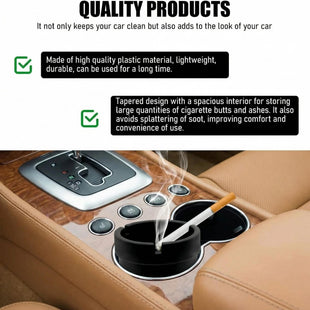 Car Ashtray Smokeless Smellproof Self-Extinguishing Auto Ashtray Portable Mini Vehicle Cigarette Trash Can for Home Office Universal Car Ashtray Fits Most Cup Holder (Black)