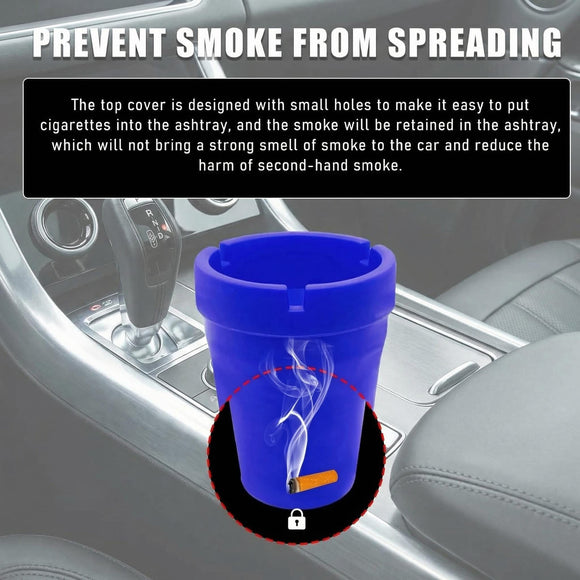 Car Ashtray Smokeless Smellproof Self-Extinguishing Auto Ashtray Portable Mini Vehicle Cigarette Trash Can for Home Office Universal Car Ashtray Fits Most Cup Holder (Blue)