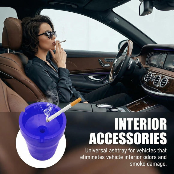 Car Ashtray Smokeless Smellproof Self-Extinguishing Auto Ashtray Portable Mini Vehicle Cigarette Trash Can for Home Office Universal Car Ashtray Fits Most Cup Holder (Blue)