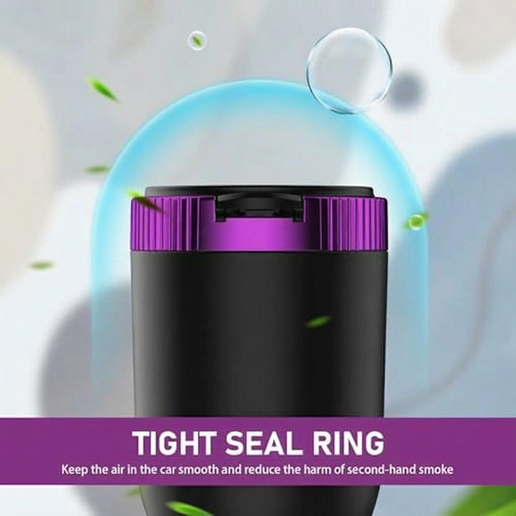 1 PC Car Ashtray 2.75 x 1.88 x 3.93 Seals Out Smoke Odors and Keeps Air Fresh Ashtray with Lid Detachable Cleanable One-handed Operation Storage Bin with LED Universal for Cars (Purple)