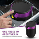 1 PC Car Ashtray 2.75 x 1.88 x 3.93 Seals Out Smoke Odors and Keeps Air Fresh Ashtray with Lid Detachable Cleanable One-handed Operation Storage Bin with LED Universal for Cars (Purple)-2