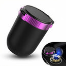 1 PC Car Ashtray 2.75 x 1.88 x 3.93 Seals Out Smoke Odors and Keeps Air Fresh Ashtray with Lid Detachable Cleanable One-handed Operation Storage Bin with LED Universal for Cars (Purple)-1