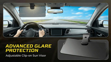 Sun Visor Extender for Car Universal Sun Visor for Car Easy to Install UV400 Anti-Glare Protects from Glare/UV Ray/Stray Light/Snow Blindness for Safe Driving Clip on/Adjustable Angle - 0