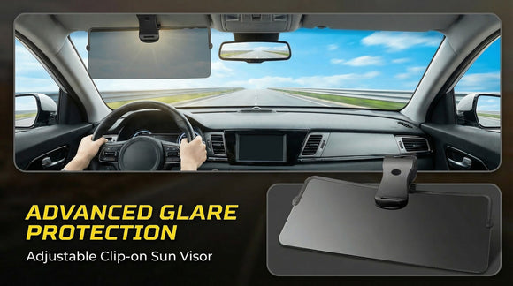 Sun Visor Extender for Car Universal Sun Visor for Car Easy to Install UV400 Anti-Glare Protects from Glare/UV Ray/Stray Light/Snow Blindness for Safe Driving Clip on/Adjustable Angle
