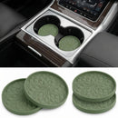Car Coasters for Cup Holders [4 Pack] - 2.75In Silicone Auto Mug Mats - Universal Non-Slip Recessed Car Interior AccessoriesOlive Green-1