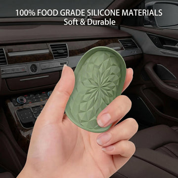 Car Coasters for Cup Holders [4 Pack] - 2.75In Silicone Auto Mug Mats - Universal Non-Slip Recessed Car Interior AccessoriesOlive Green - 0