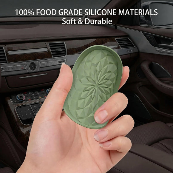 Car Coasters for Cup Holders [4 Pack] - 2.75In Silicone Auto Mug Mats - Universal Non-Slip Recessed Car Interior AccessoriesOlive Green