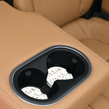 Cute Small Flower Ceramic Cup Holders - Pack of 2 Keep Cup Holders Clean and Dry Drink Cup Car Holder Coasters with A Finger Notch