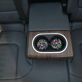 Cute Flowers Ceramic Cup Holders - Pack of 2 Keep Cup Holders Clean and Dry Drink Cup Car Holder Coasters with A Finger Notch