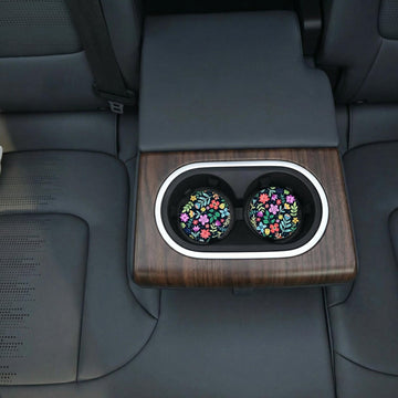 Cute Flowers Ceramic Cup Holders - Pack of 2 Keep Cup Holders Clean and Dry Drink Cup Car Holder Coasters with A Finger Notch