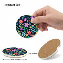 Cute Flowers Ceramic Cup Holders - Pack of 2 Keep Cup Holders Clean and Dry Drink Cup Car Holder Coasters with A Finger Notch-7
