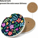 Cute Flowers Ceramic Cup Holders - Pack of 2 Keep Cup Holders Clean and Dry Drink Cup Car Holder Coasters with A Finger Notch-4