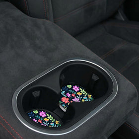 Cute Flowers Ceramic Cup Holders - Pack of 2 Keep Cup Holders Clean and Dry Drink Cup Car Holder Coasters with A Finger Notch - 0