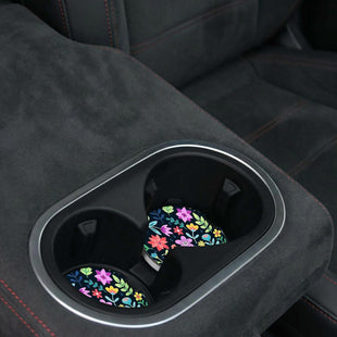 Cute Flowers Ceramic Cup Holders - Pack of 2 Keep Cup Holders Clean and Dry Drink Cup Car Holder Coasters with A Finger Notch