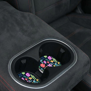 Cute Flowers Ceramic Cup Holders - Pack of 2 Keep Cup Holders Clean and Dry Drink Cup Car Holder Coasters with A Finger Notch - 0
