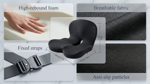 Seat Cushion for Truck Driver Memory Foam Truck Seat Cushion with Adjustable Strap Ergonomic Back Support & Sciatica Relief for Long Drives Semi Truck Accessories Dark Gray