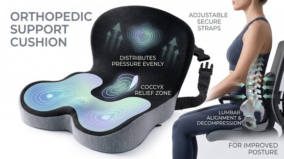 Seat Cushion for Truck Driver Memory Foam Truck Seat Cushion with Adjustable Strap Ergonomic Back Support & Sciatica Relief for Long Drives Semi Truck Accessories Dark Gray