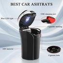 Car Ashtray with Lid Rechargeable Stainless Auto Ashtray with LED Light Indicator Portable Smell-Proof Ashtray Cup with Lid & Detachable Cigarette Lighter Car Accessories (Silver)-5