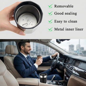 Car Ashtray with Lid Rechargeable Stainless Auto Ashtray with LED Light Indicator Portable Smell-Proof Ashtray Cup with Lid & Detachable Cigarette Lighter Car Accessories (Silver) - 0
